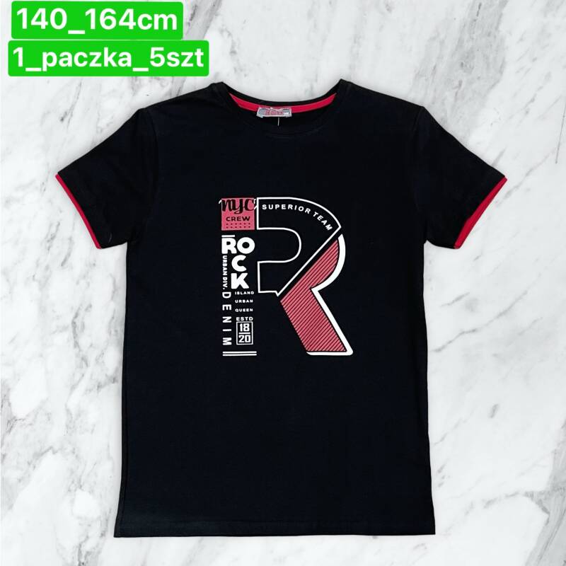 Bluzka chłopięca Roz 140-164. 1 kolor Paczka 5 szt .